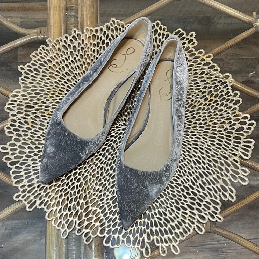 Sam Edelman Wanda Pointed Toe Gray Velvet Women's Flats